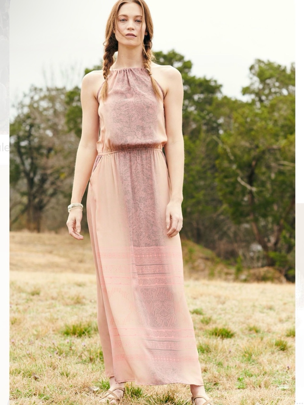 Earthbound Women's Pink Halter Maxi Dress